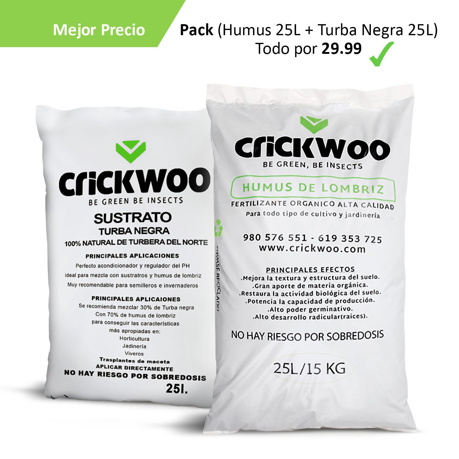 010 Pack of 25L humus and 25L peat bag with price
